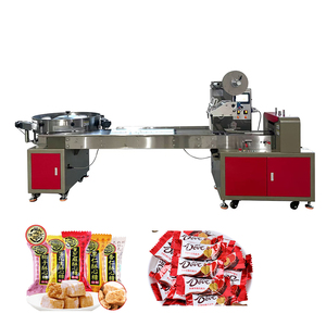 Fully Automatic Candy Bulk Sausage Roll Flow Wrapping Machine Candy Pillow Bag Packing Machine
