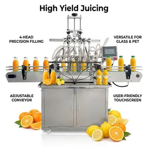 Automatic Juice Beverage Filling Machine 4-Head Linear Liquid Bottling Equipment for Fresh Orange Juice