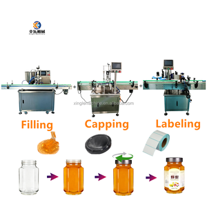 Automatic Linear Quantitative Single Head Liquid Paste 250ml 500ml Bottle Honey Filling Capping and Labeling Machine Line